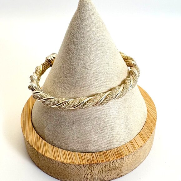 VTG Sterling Silver 925 Twist Open Cuff Bangle Bracelet Size 2.5'' Diameter